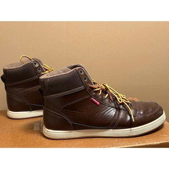 LEVI’s men’s STANTON brown lace up shoes boots EUC size 9 - Picture 2 of 9